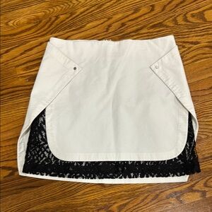 Robert Rodriguez white cotton skirt with black lace size 6